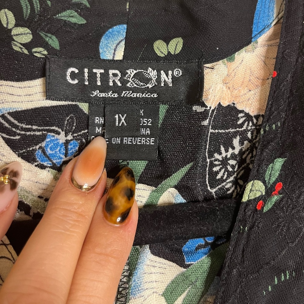 Citron Santa Monica Silk Oriental Japanese button up top 100%silk size 1X - Picture 4 of 6